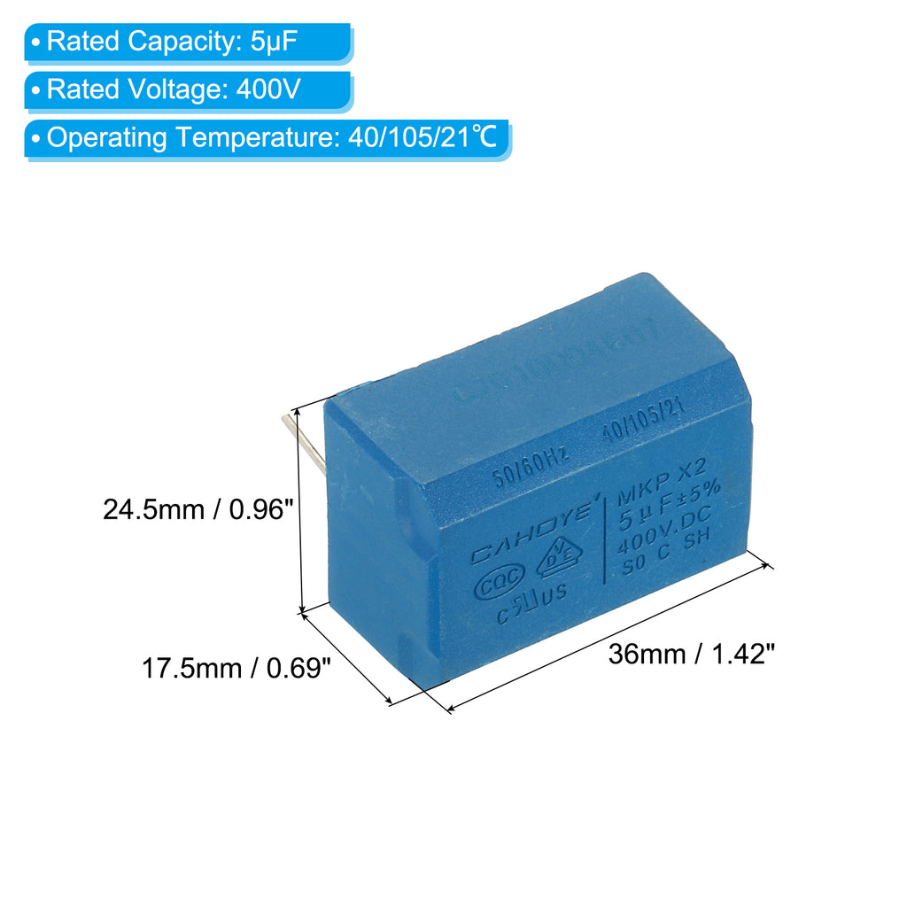 10 Pack 5uF DC 400V High Voltage Capacitor Y793