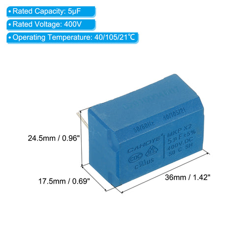 10 Pack 5uF DC 400V High Voltage Capacitor Y793