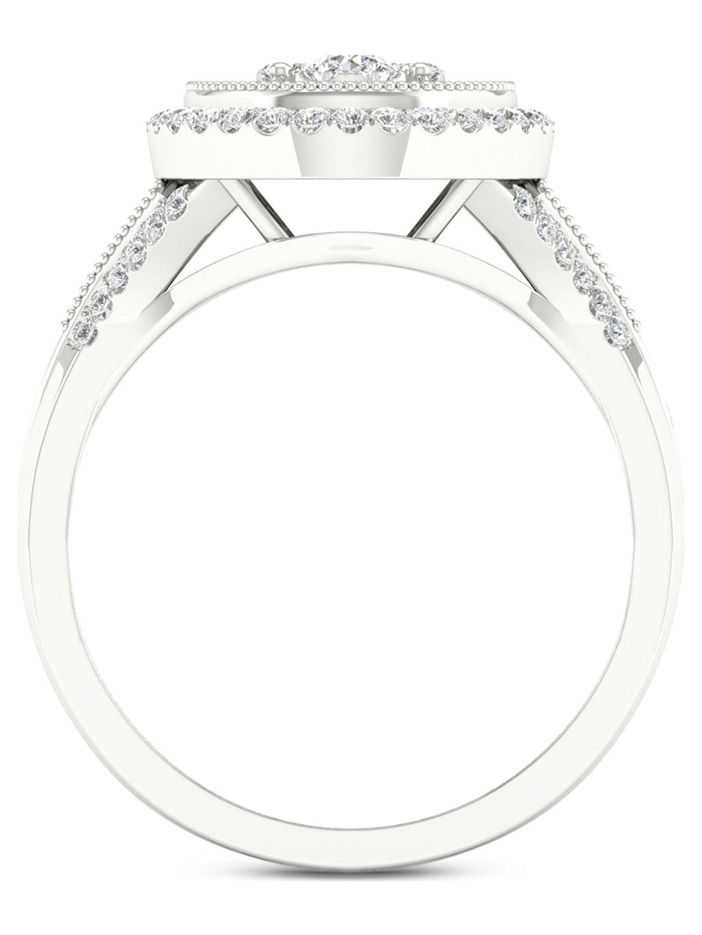 1/2Ct TDW Diamond 10k White Gold Cluster Halo Bridal Set A9466