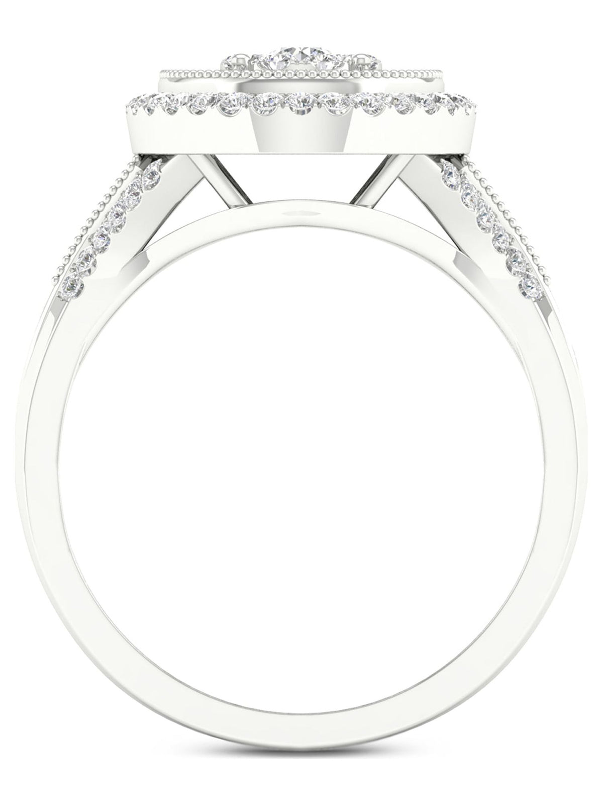 1/2Ct TDW Diamond 10k White Gold Cluster Halo Bridal Set A9466