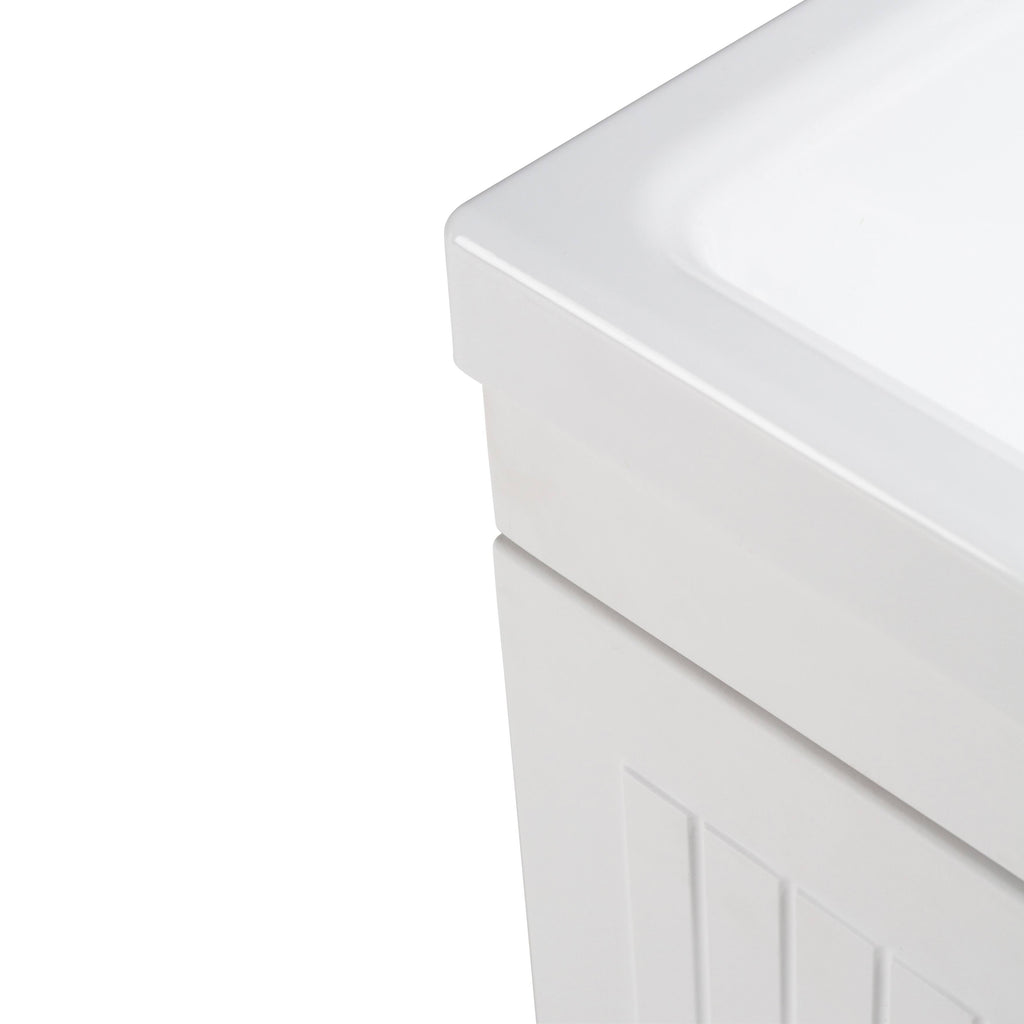 24 inch Laundry Cabinet with Faucet and ABS Sink (Pure White) X735010