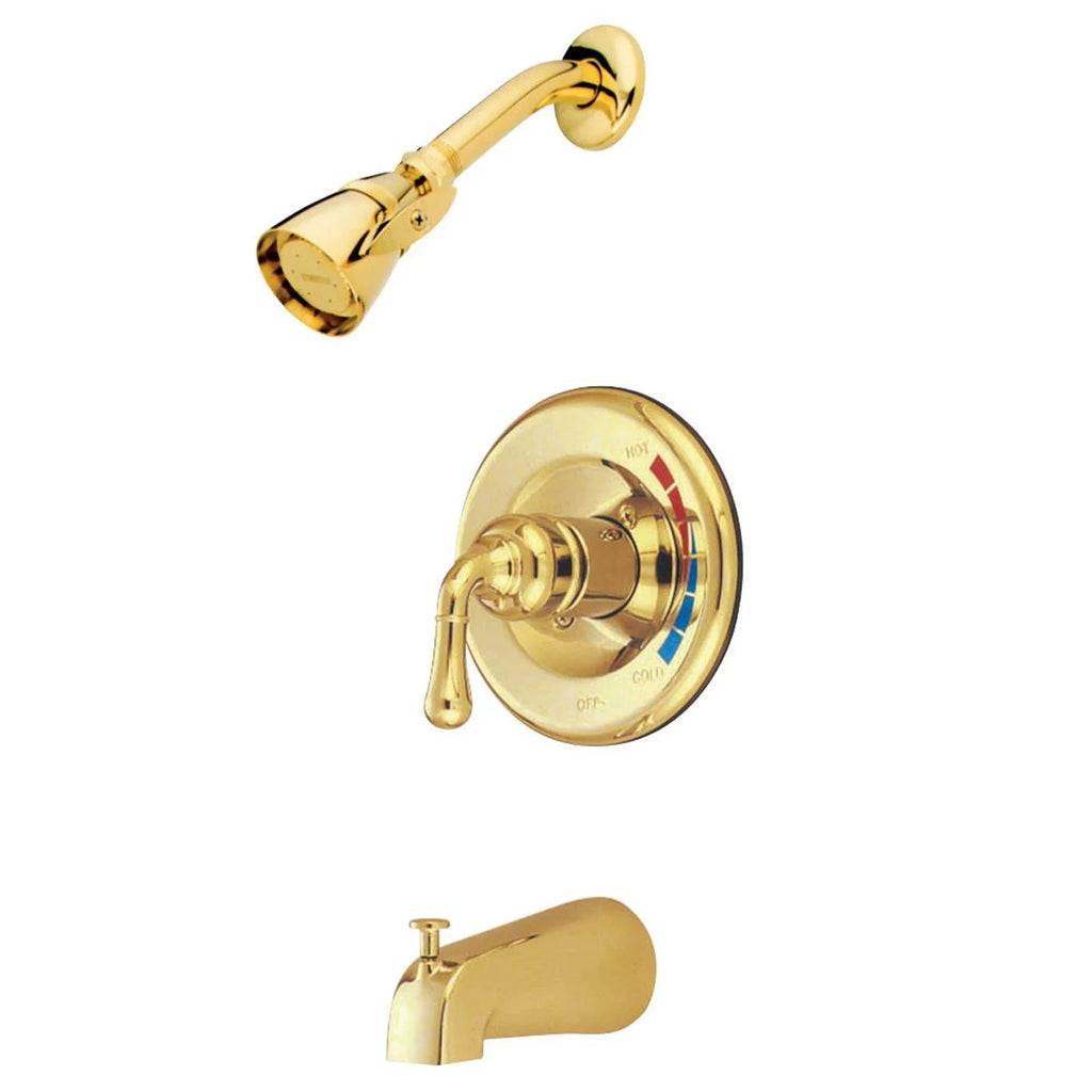 Polished Chrome/Polished Brass Tub and Shower Faucet with Single Handle F39090