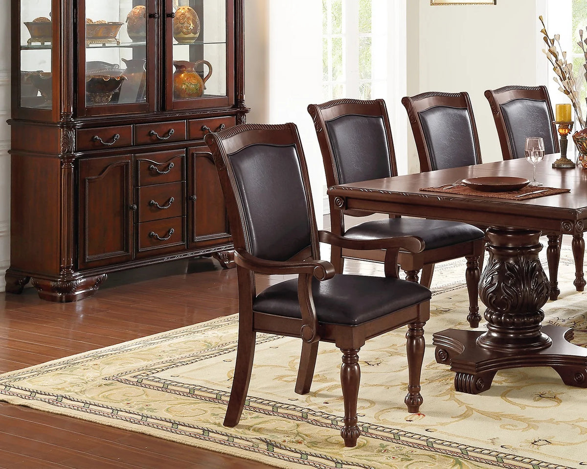 Set of 2 Brown Faux Leather Upholstered Rubberwood Arm Chairs W3356