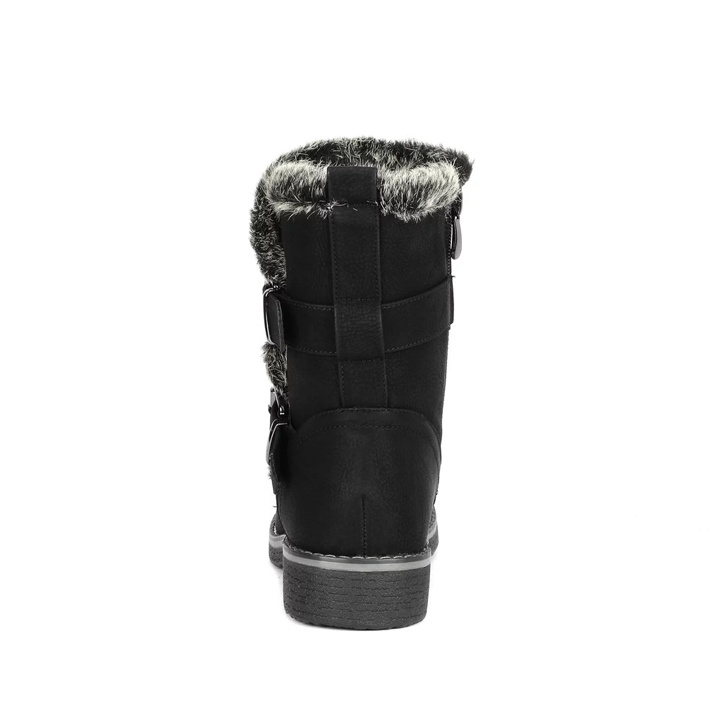 Black Mid Calf Winter Snow Boots J881