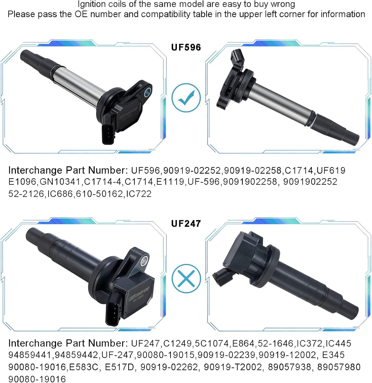 Pack of 4 Ignition Coil Pack Compatible with Corolla 1.8L 2.4L L4 C296