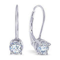 14K White Gold Diamond Leverback Earring S1221