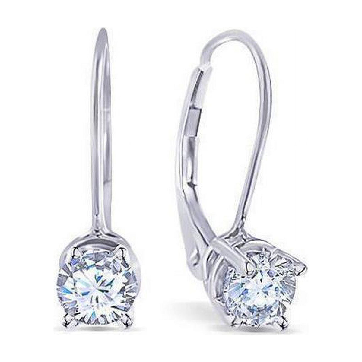 14K White Gold Diamond Leverback Earring S1221