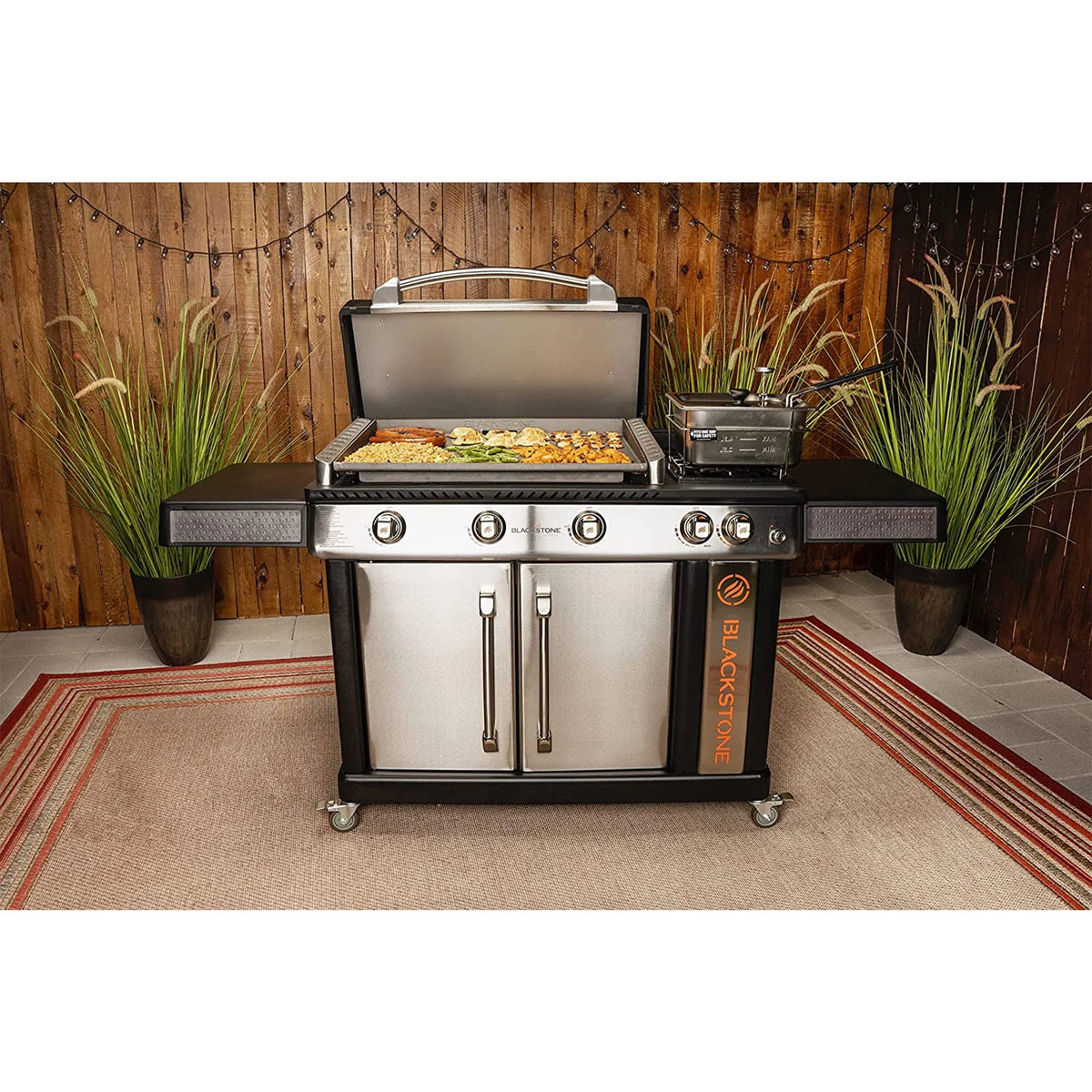 28 Inch 3 Burner Propane Griddle Cooking Station with Cabinets V24252