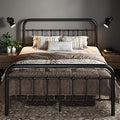 Full Size Black Metal Platform Bed Frame with Headboard and Footboard E702090