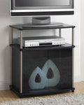 White TV Stand with Black Glass Cabinet Y959