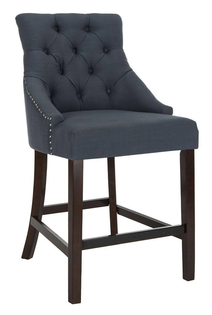 Navy Tufted Wing Back Counter Stool V782375