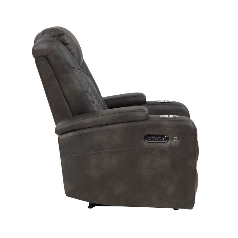 Brownish Gray Faux Leather Power Reclining Chair O982826