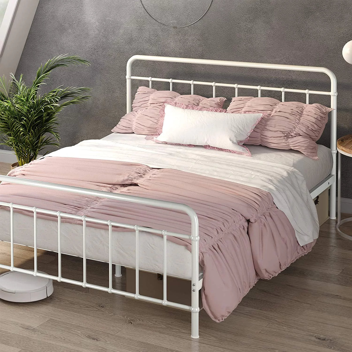 White Full Metal Platform Bed Frame U972151