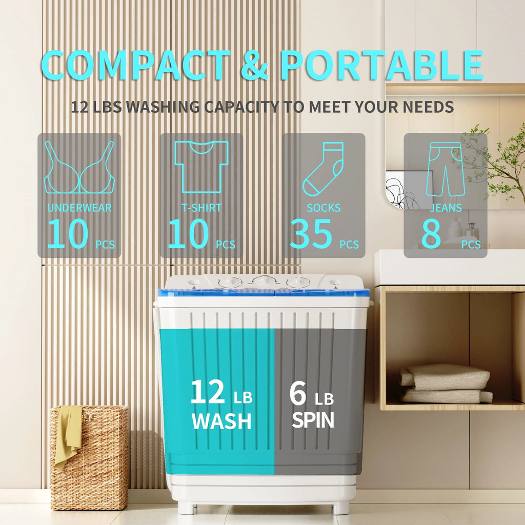 2.33 cu.ft. Twin Tub Portable Washer & Dryer Combo G1604