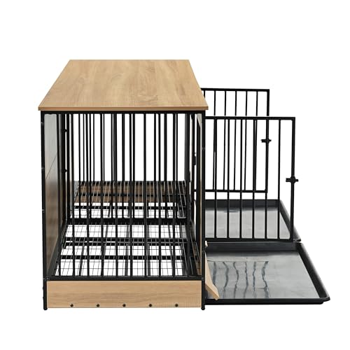 XL Double Large Wooden Dog Crate Furniture with Tray & Partition B5812