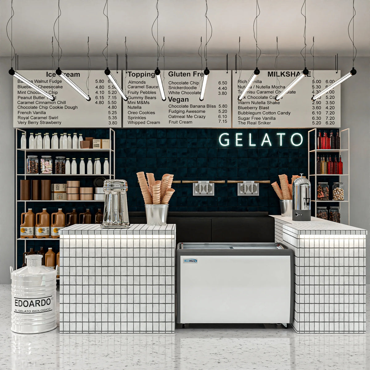 13 cu. ft. Gelato Dipping Cabinet Display Freezer with Sliding Glass Door E4836