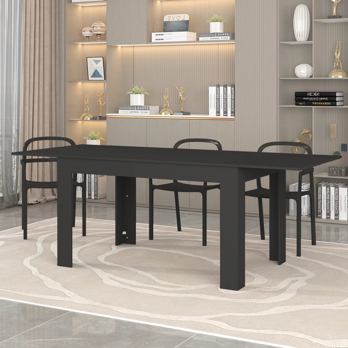 Black Extendable Kitchen Dining Table K365
