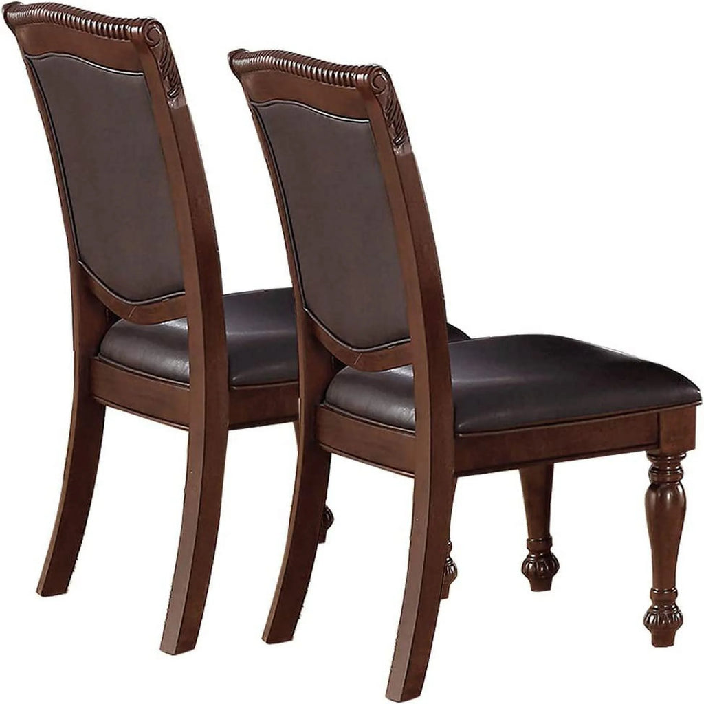 Set of 2 Brown Faux Leather Upholstered Rubberwood Arm Chairs W3356