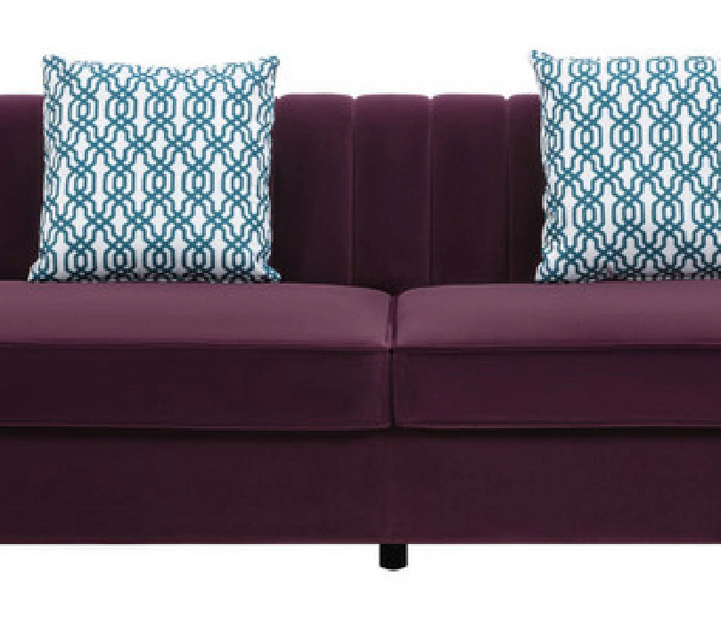 Purple Velvet 6-Seater Sectional Sofa with Storage Ottoman M69380