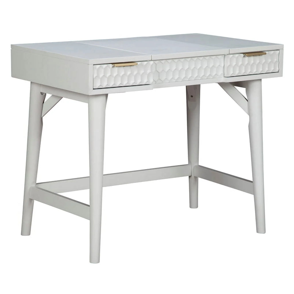 White Full Panel Bed & Bedroom Vanity 2-Piece Set I745309