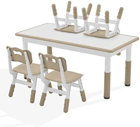 Height Adjustable Plastic Children Study Table and Chairs Set with 4 Seats L747
