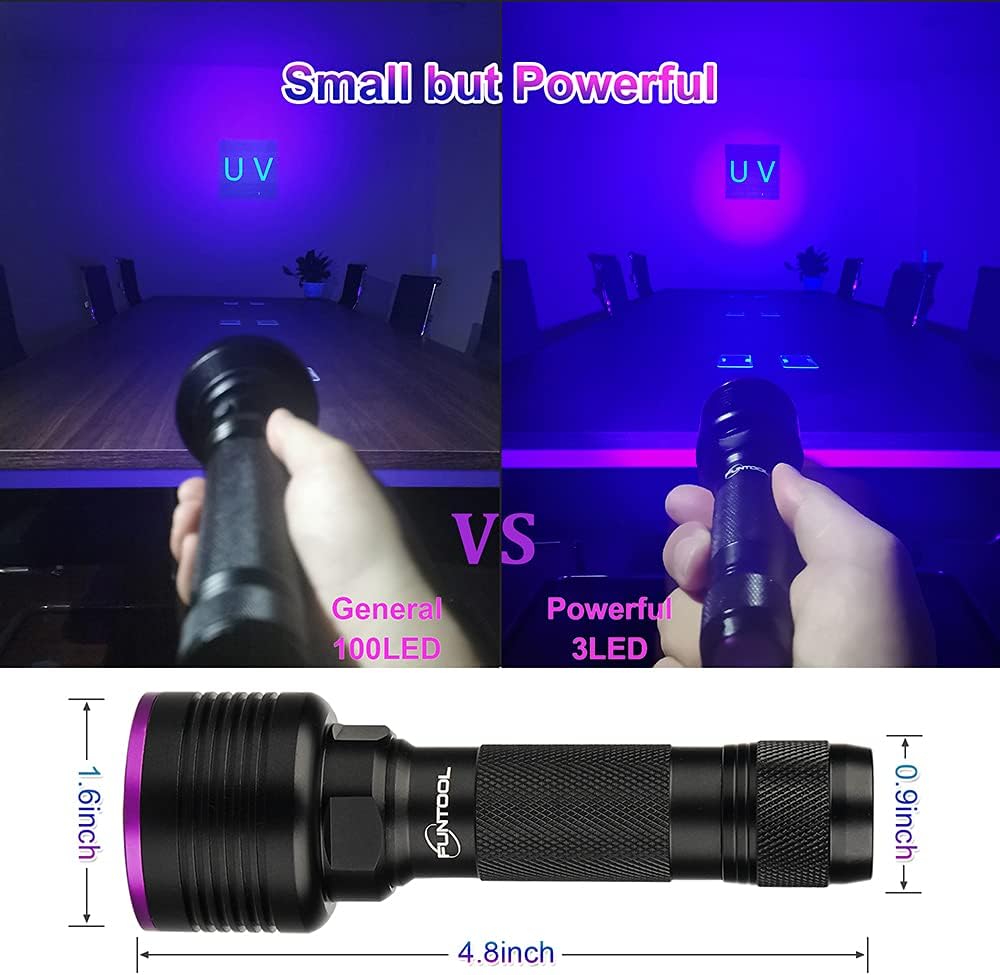 2 Pack Rechargeable UV Flashlight 385-395nm F202023
