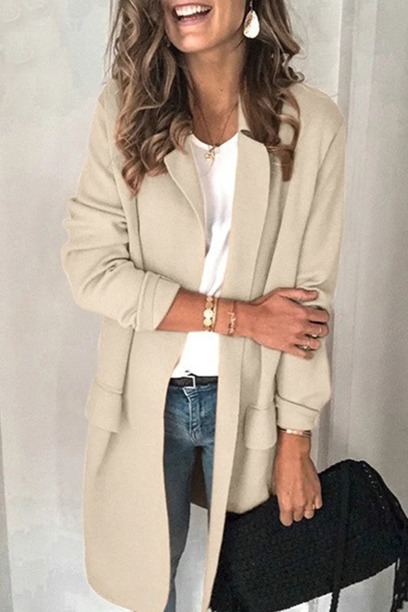 Casual Solid Turn-back Collar Outerwear W813106