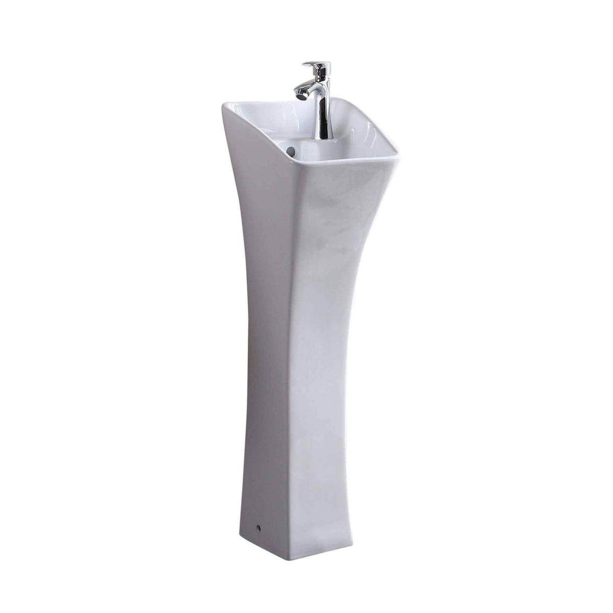 White Rectangular Pedestal Bathroom Sink I19243