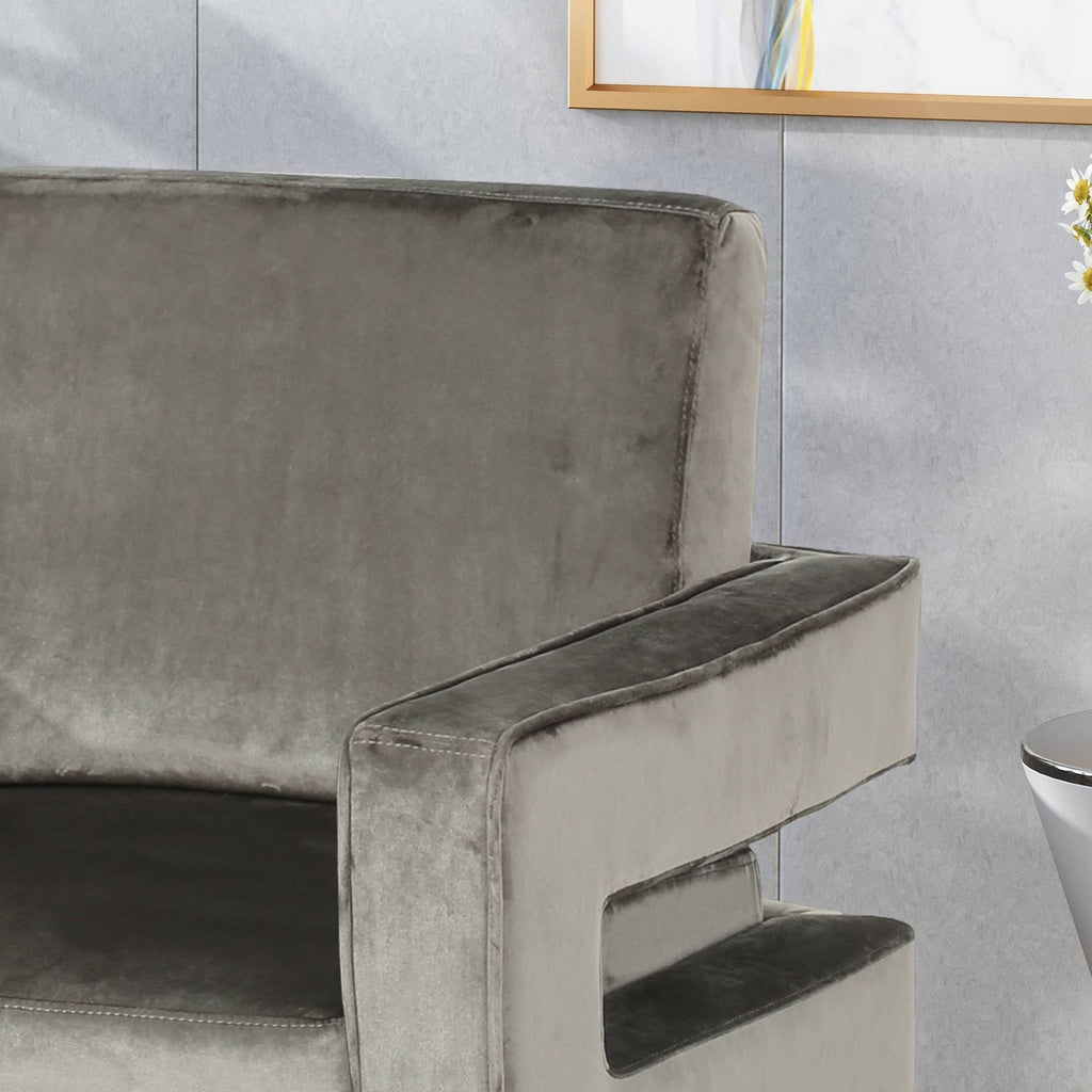 Gray Velvet Club Chair F838
