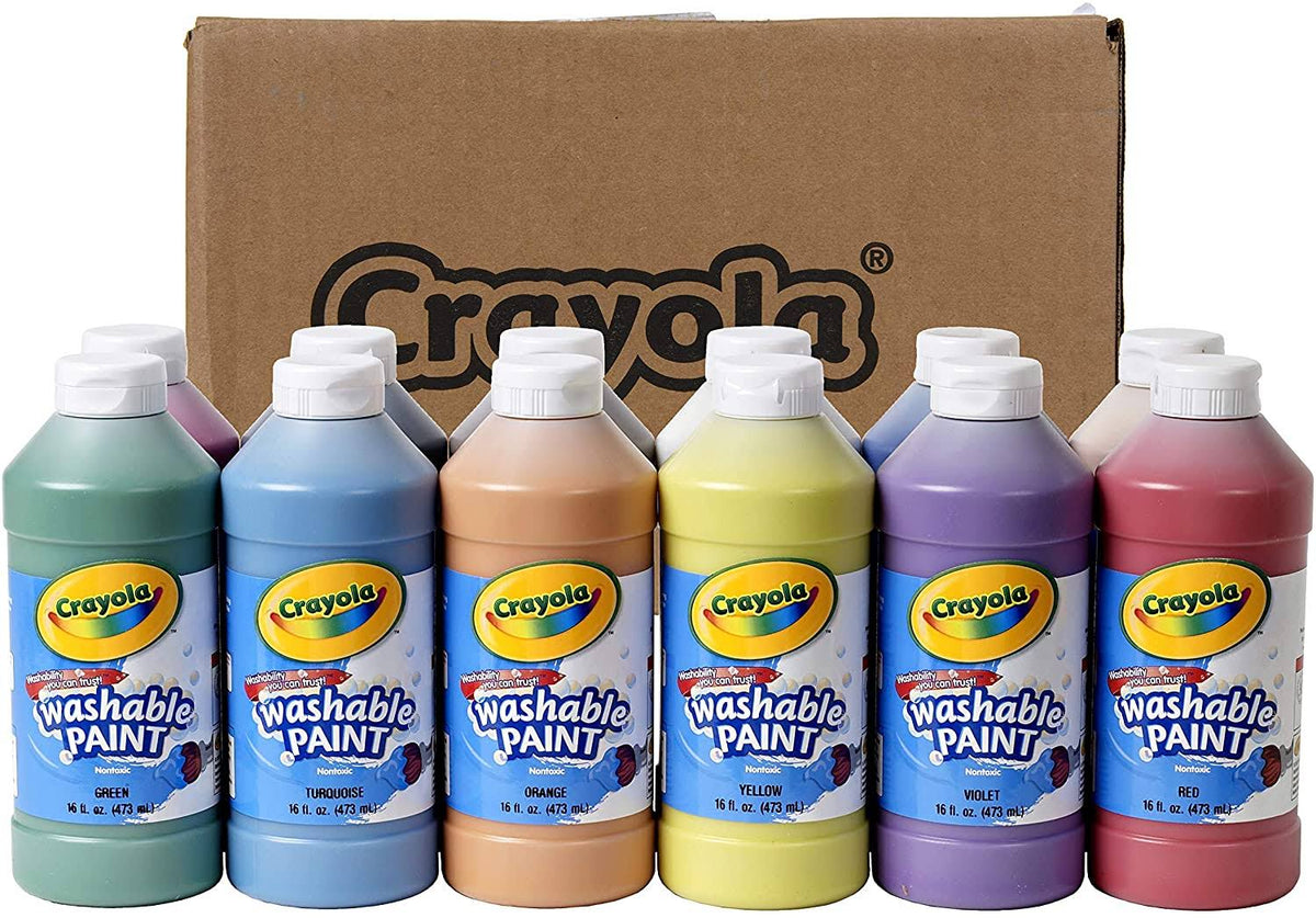 Assorted 16 oz Washable Paint, 12 per Set X44129