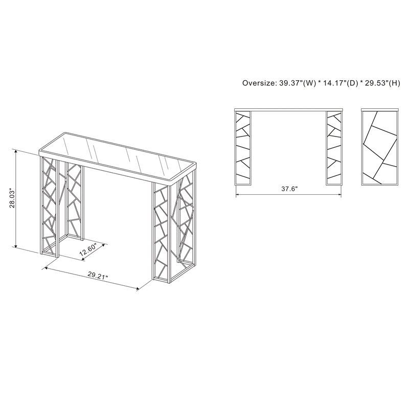 Metal Console Table in Black and Chrome P88423