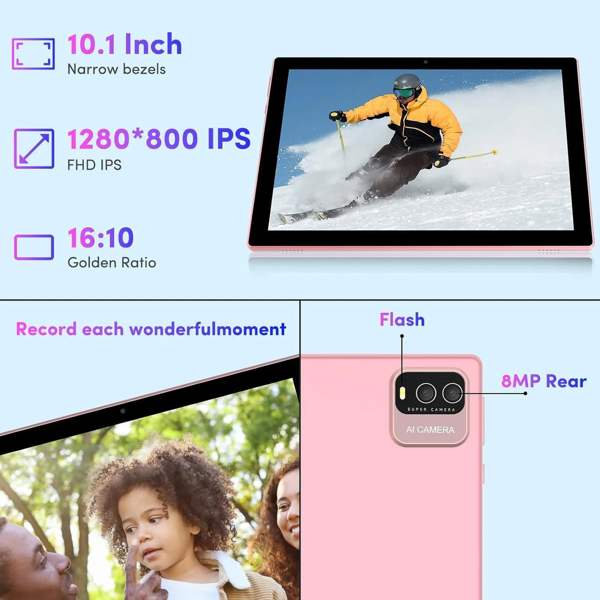 Android 13 Tablet with Keyboard, 10.1 inch 2 in 1 Tablets, 8GB RAM+64GB ROM with Case Mouse Stylus, 1.8GHz Quad Core, 1280*800 HD Touch Screen, 8MP Dual Camera, Wi-Fi, BT Tableta PC C310
