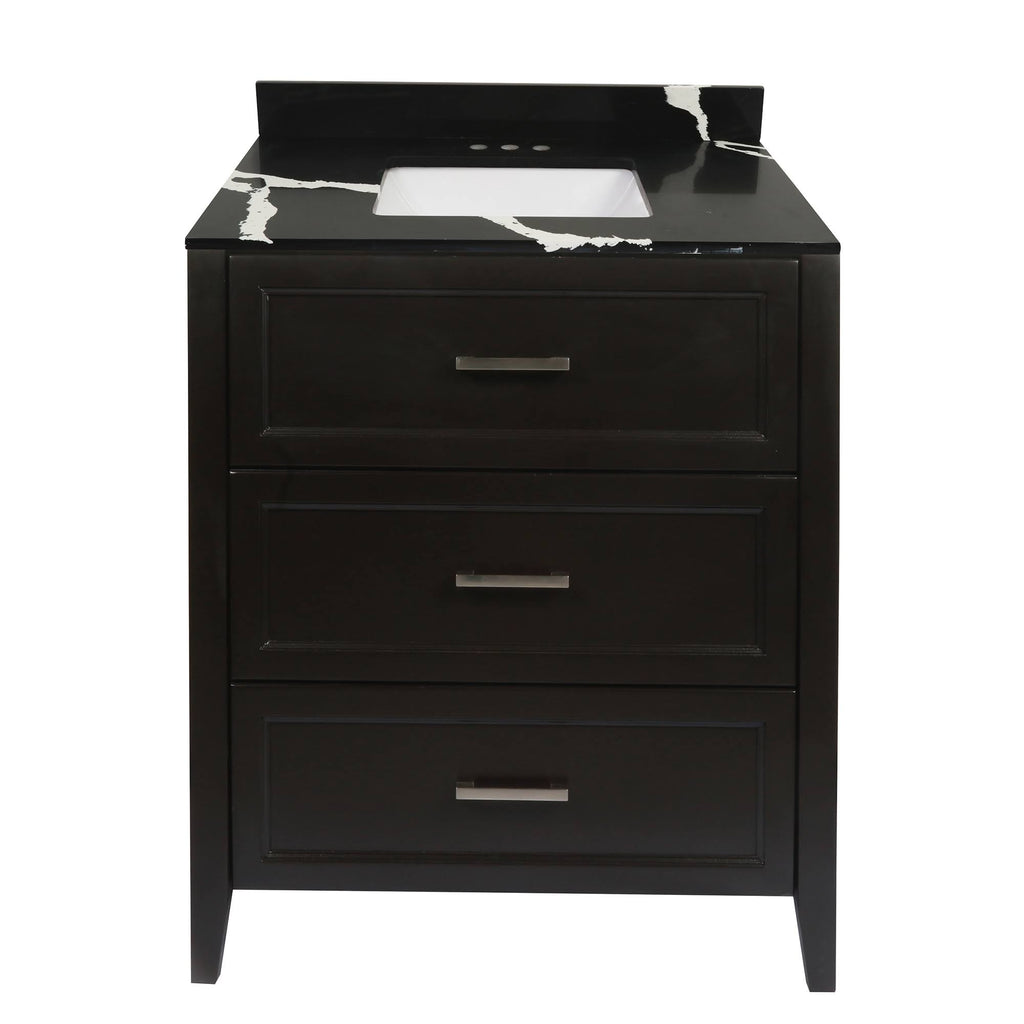 Espresso Bath Vanity with White Cultured Marble Top with Backsplash Z469