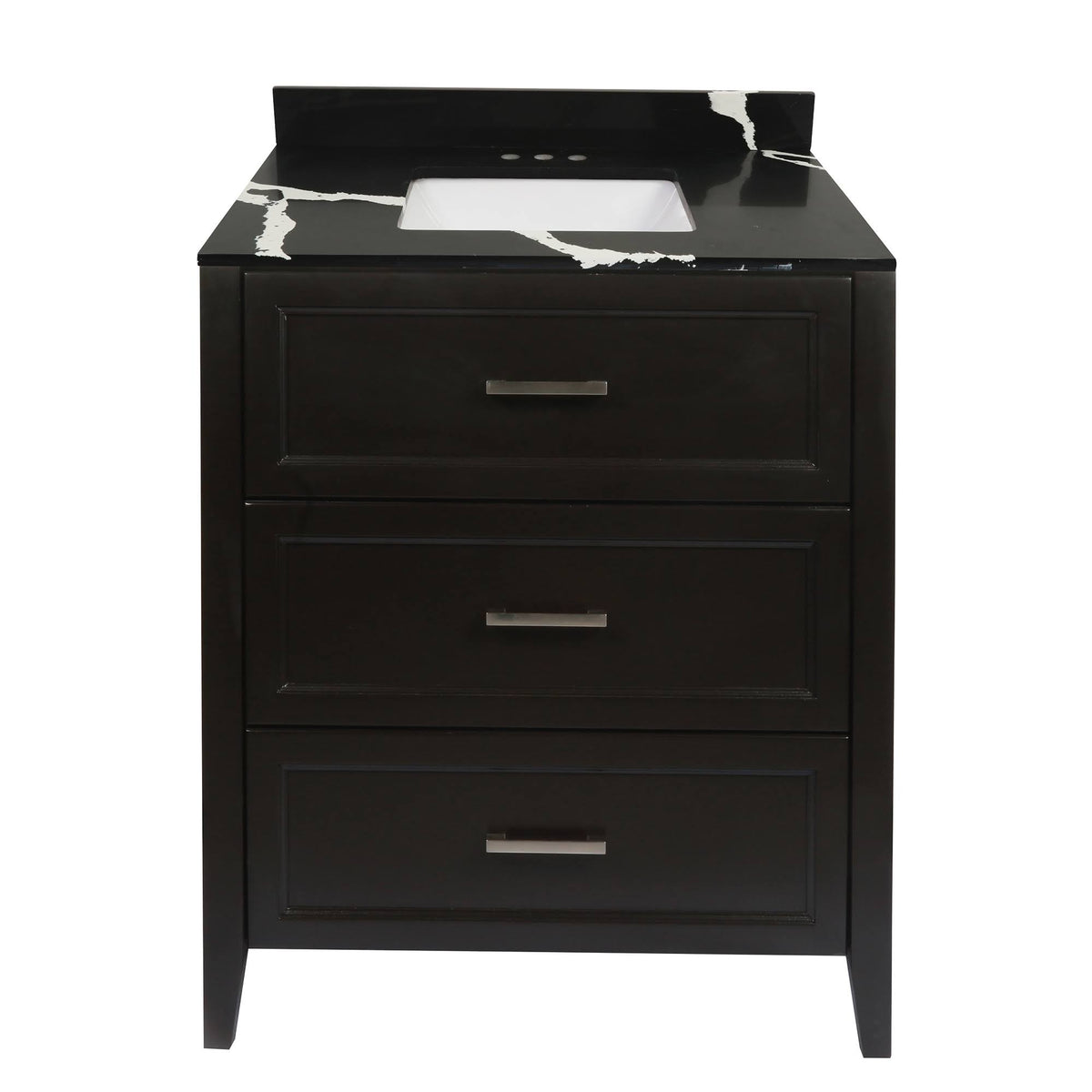 Espresso Bath Vanity with White Cultured Marble Top with Backsplash Z469