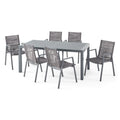 6 Seater Aluminum Dining Set with Tempered Glass Top T441