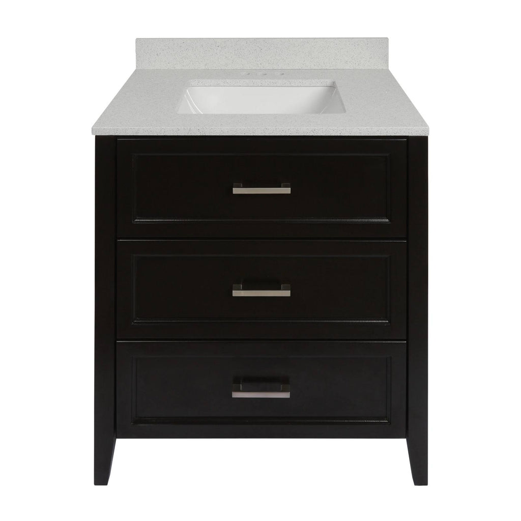 Espresso Bath Vanity with White Cultured Marble Top with Backsplash Z469