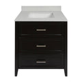 Espresso Bath Vanity with White Cultured Marble Top with Backsplash Z469