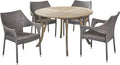 Teak Acacia Wood and Wicker 5 Piece Outdoor Dining Set Z90027