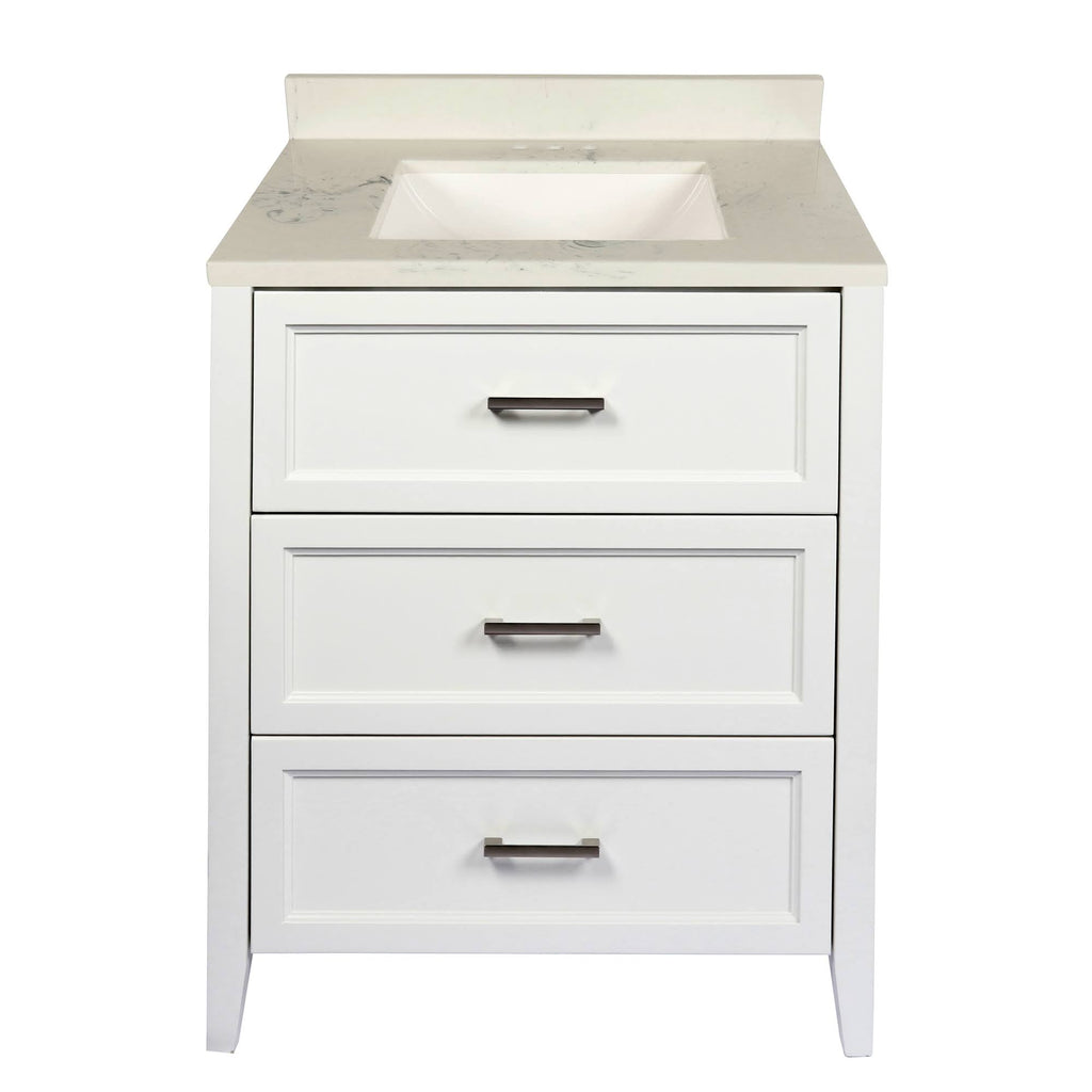 Espresso Bath Vanity with White Cultured Marble Top with Backsplash Z469