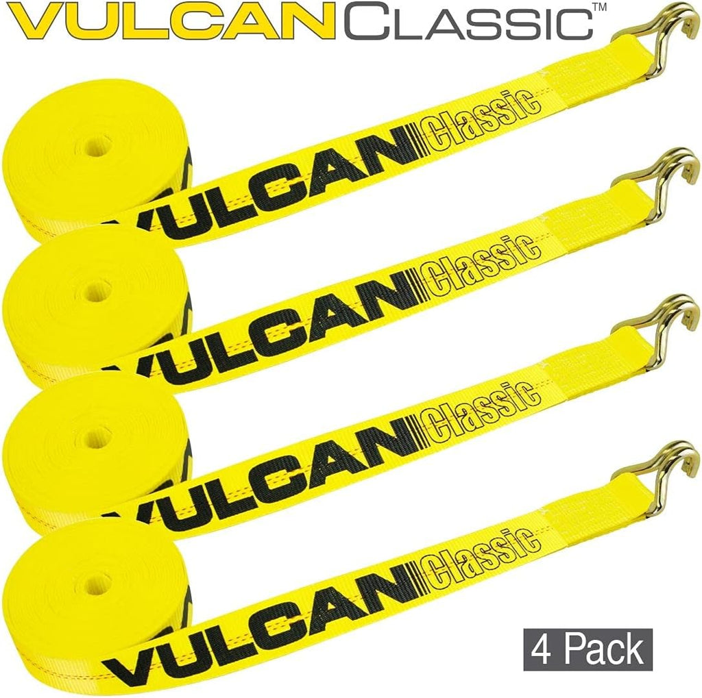 2 Inch x 30 Foot 4 Pack Yellow Winch Strap with Wire Hook K336135