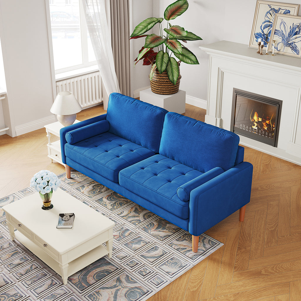 Blue L Shaped Sofa Couch 2 Seater Loveseat C430717