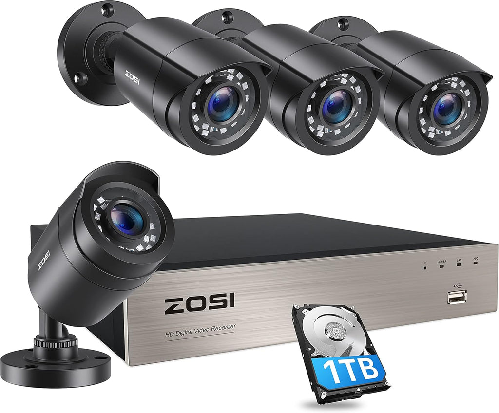 8CH 1080P 1TB Hard Drive Security Cameras System with 4 Indoor Outdoor Cameras T210