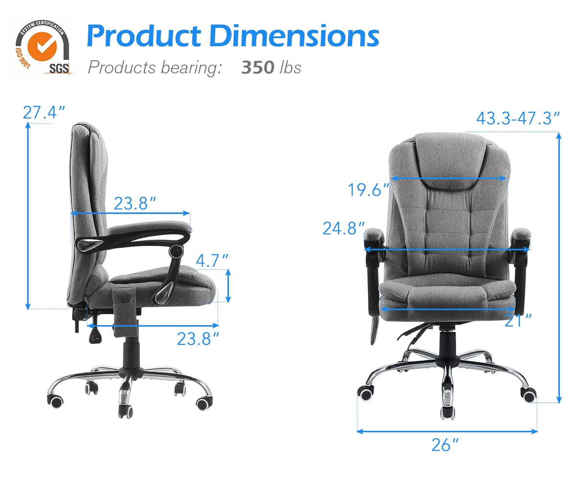 Grey Ergonomic Reclining Office Chair Y7592