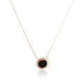 Black Onyx Diamond Circle Pendant 18K Rose Gold Q754777