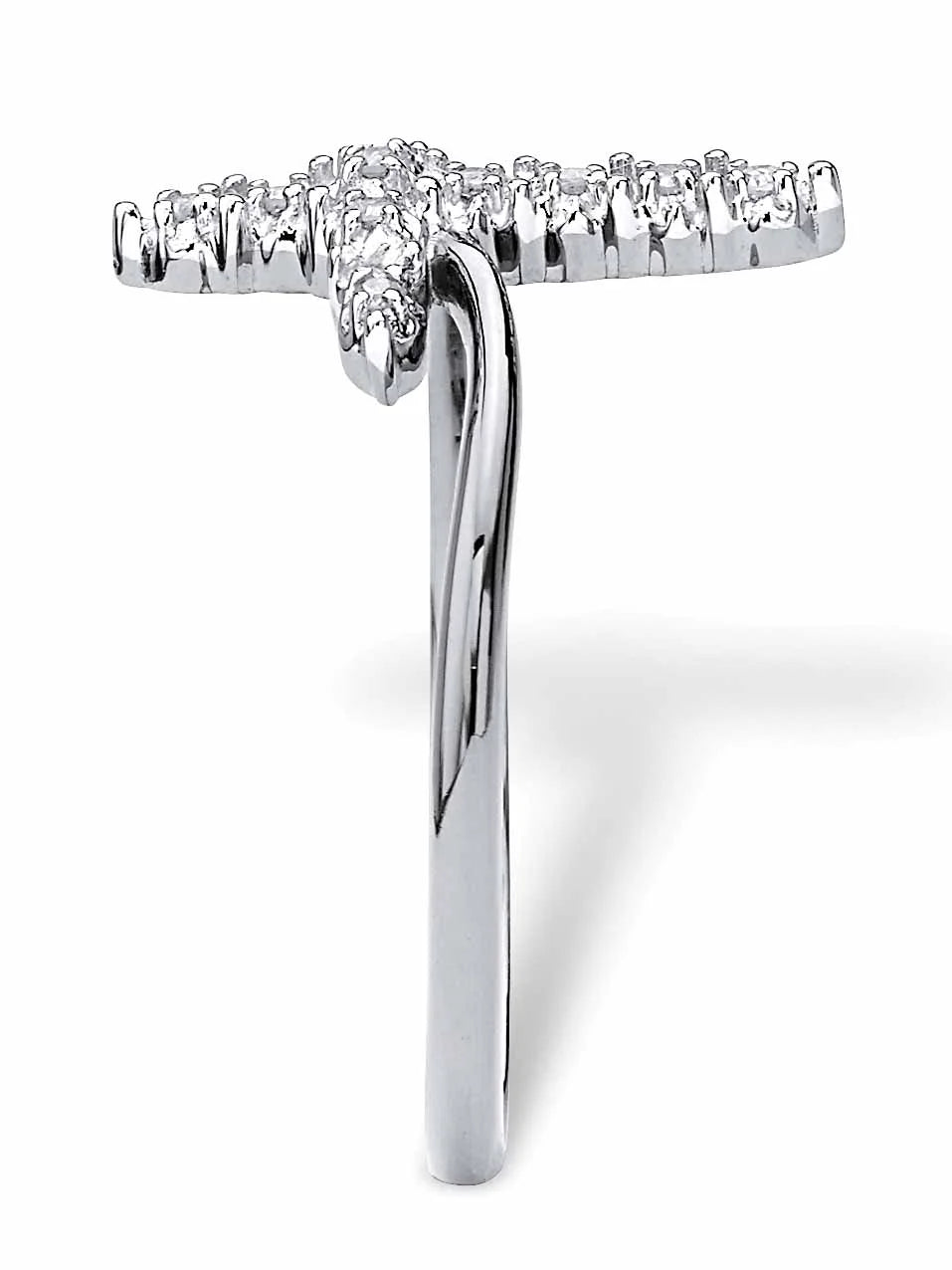 White Diamond Accent Cross Ring in 18k Gold-Plated or Platinum-Plated Sterling Silver M514574