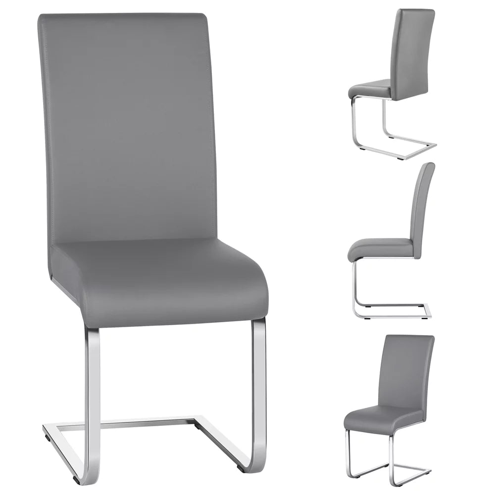 Set of 2 Light Gray PU Leather Dining Chair S7431