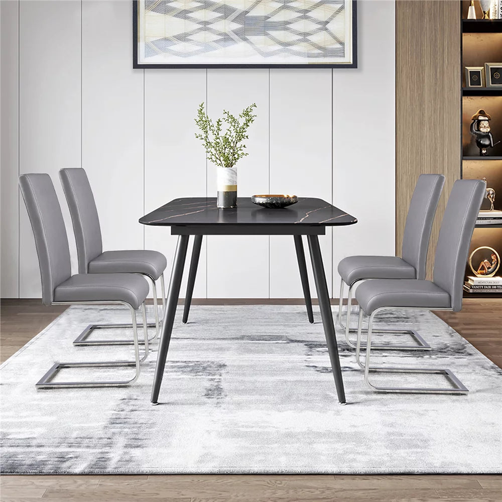 Set of 2 Light Gray PU Leather Dining Chair S7431