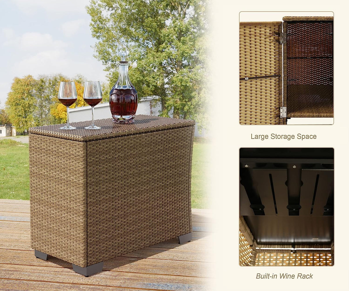 5-Piece Wicker Outdoor Sectional Sofa Set with Ottoman E919