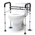Toilet Safety Rail, 7 Adjustable Height & Width, Gray & Black U6298