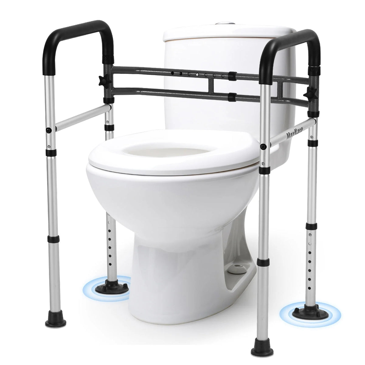 Toilet Safety Rail, 7 Adjustable Height & Width, Gray & Black U6298
